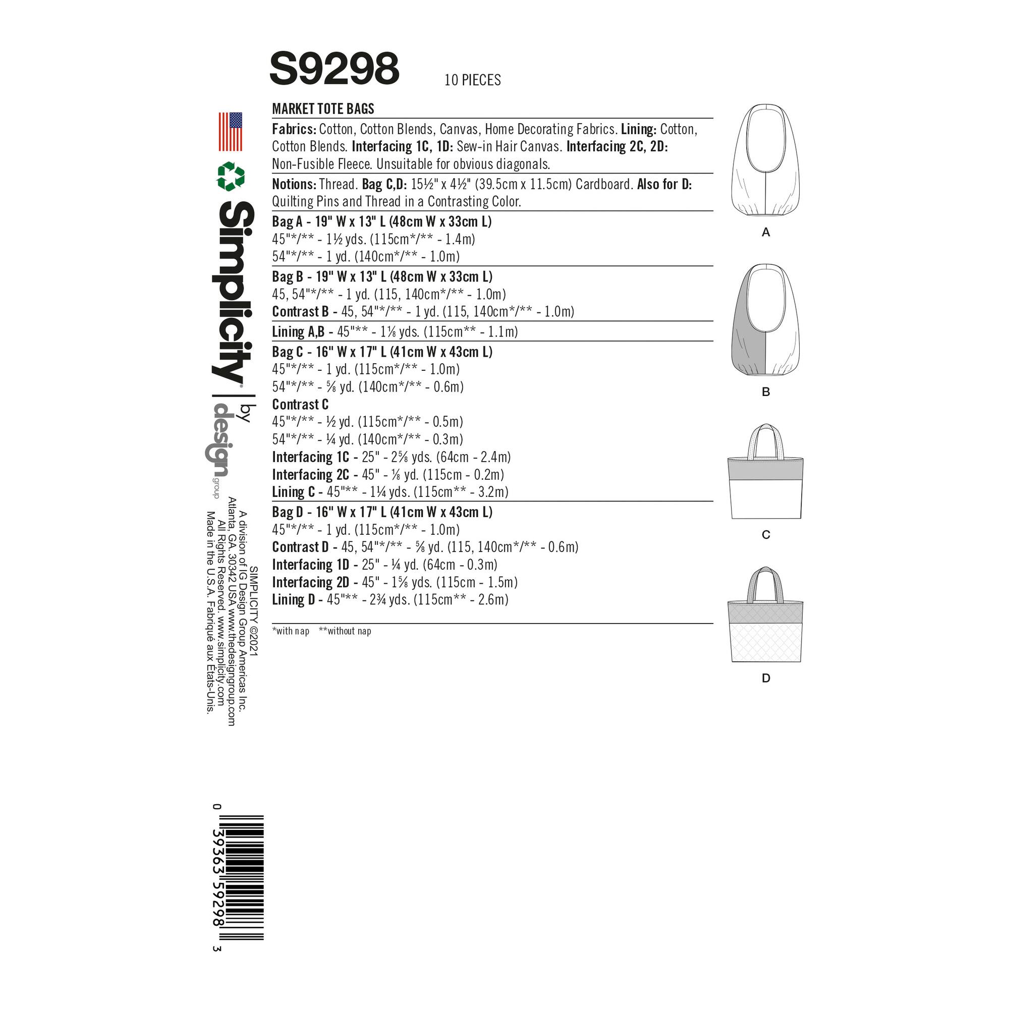 Simplicity® Pattern CS9298 (One Size)